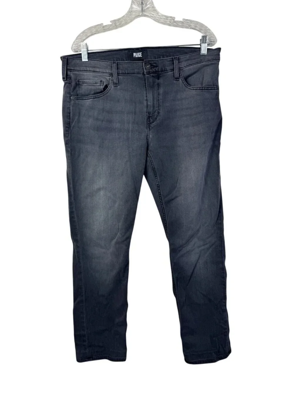 Paige Federal Slim Straight Men Jeans 34x29 Dark Wash Gray Black Stretch denim